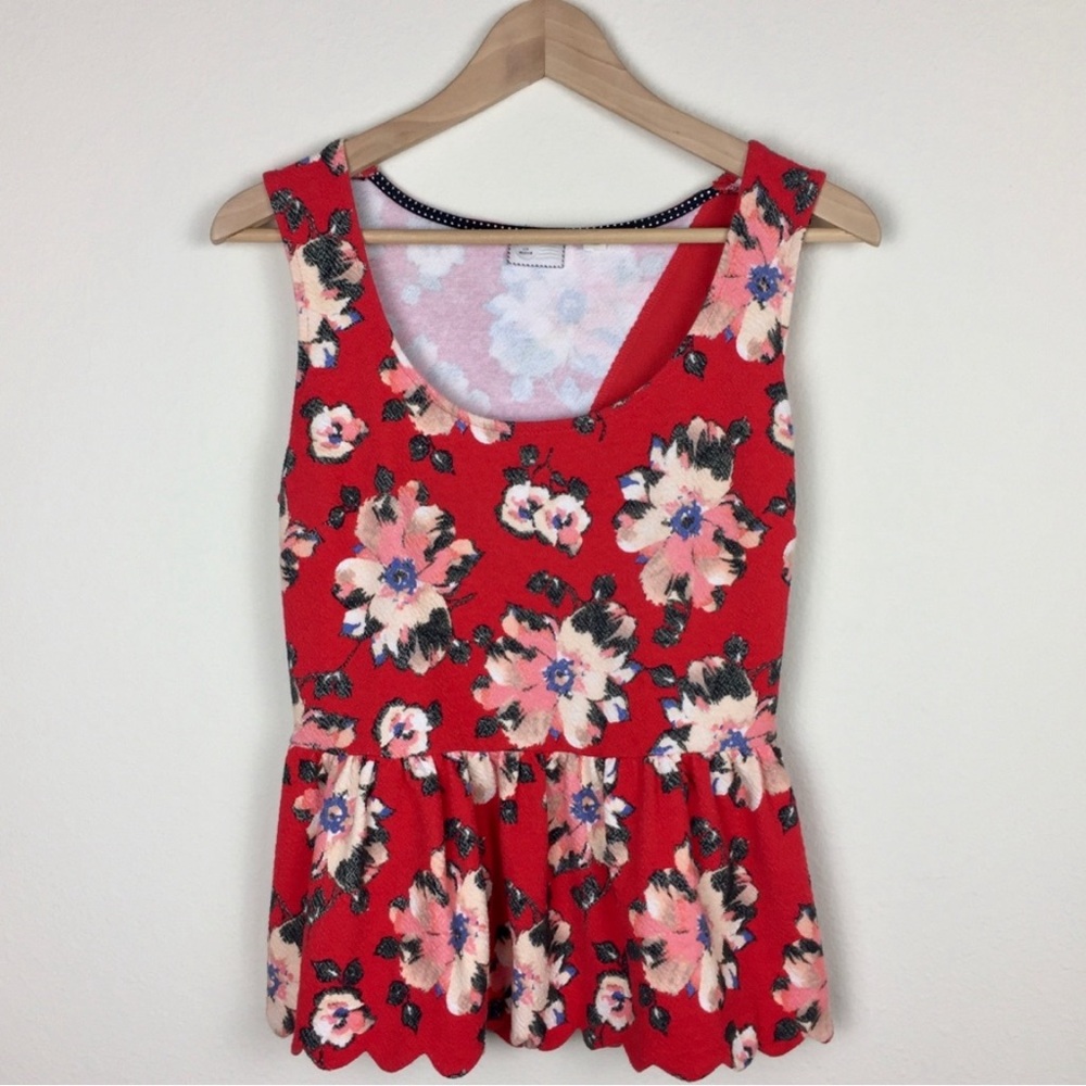 Anthro Post Mate Floral Red Tank Top